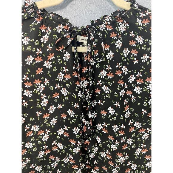 Max Studio Black Floral Dress Blouse - Picture 3 of 9